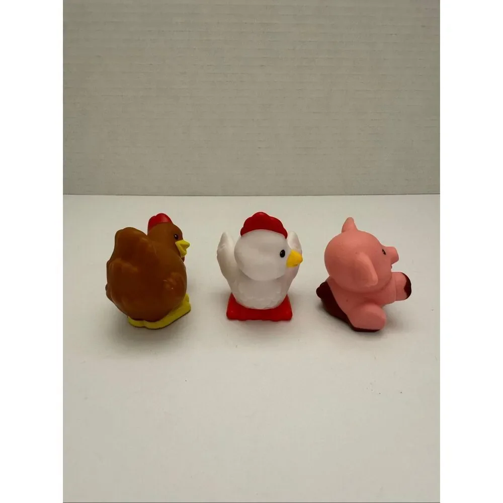 Fisher Price Little People White Chicken Brown Chicken Pig in Mud Farm Animals